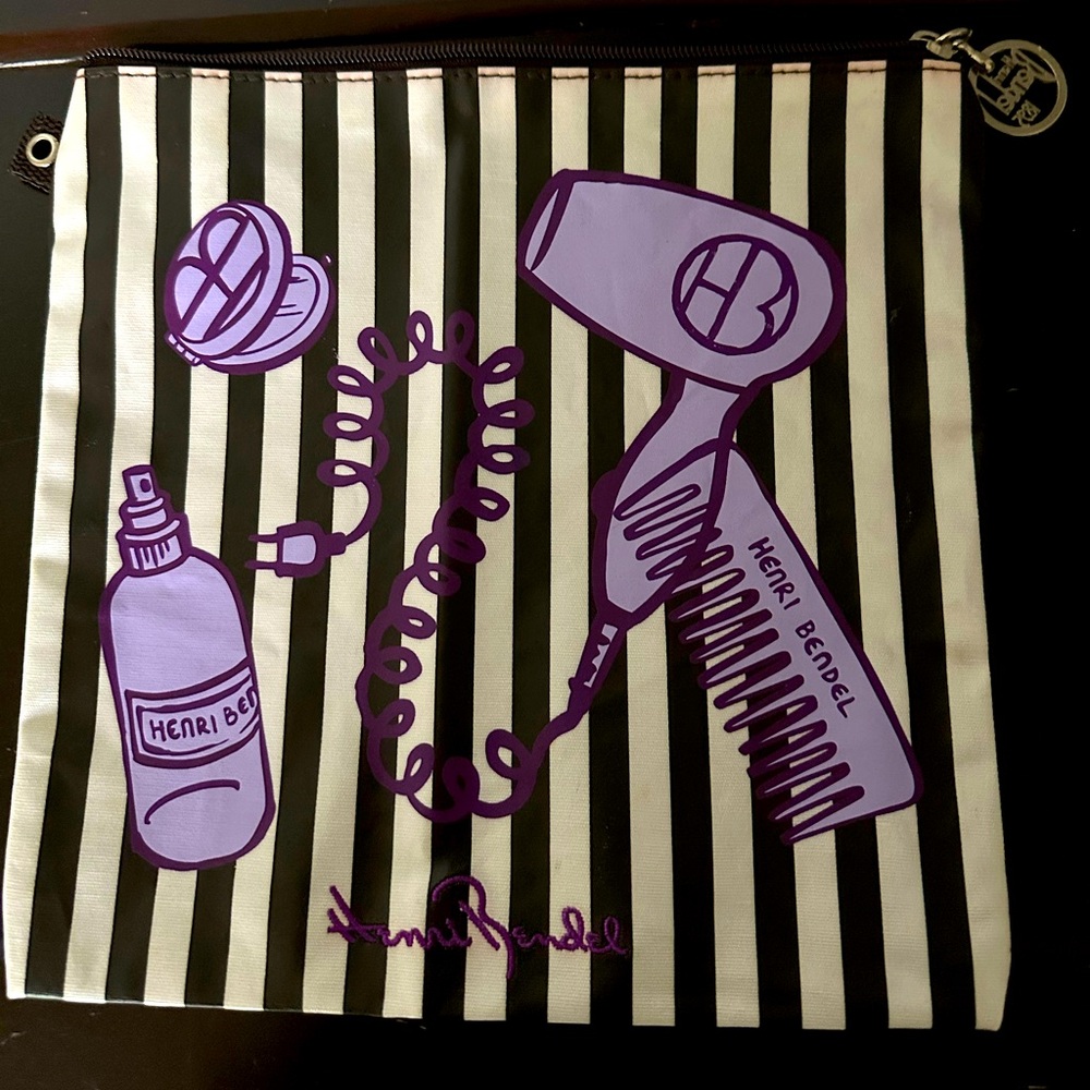 Henri Bendel Purple, Brown and White Vintage Glossy Coating Cosmetic Case GUC!